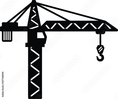 Illustration of a black construction crane, a symbol of industry