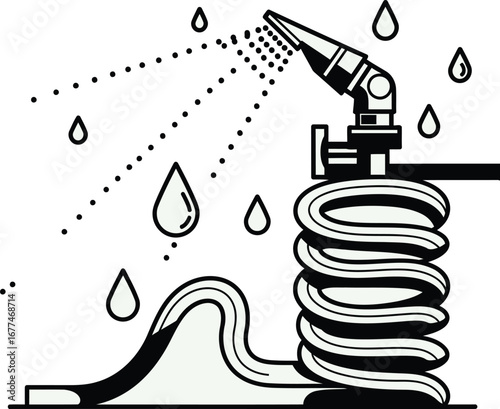 Illustration of an irrigation system with a sprinkler head