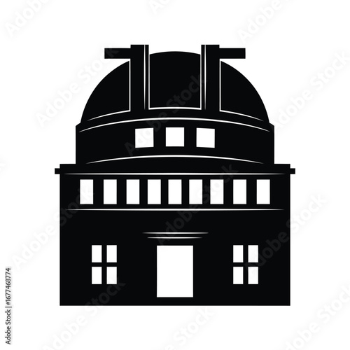 Vector art of detailed observatory building, perfect for astronomy and science projects