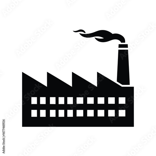 Illustration of a factory with a smoking chimney