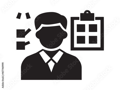 Modern Product Management Icon in Professional Business Silhouette Vector Artwork