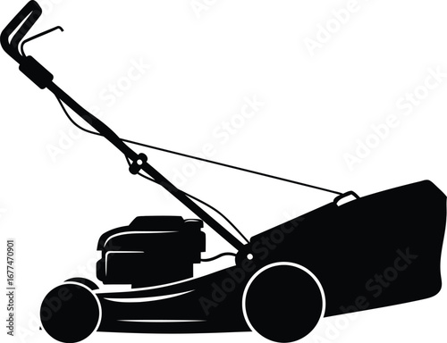 Vector art of lawn mower silhouette for lawn care and gardening needs
