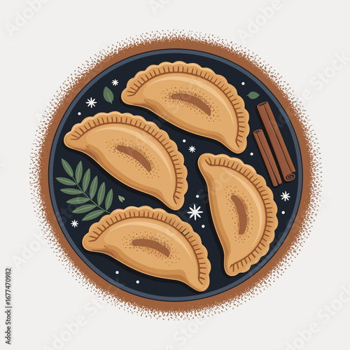 Mexican Pumpkin Empanadas de Calabaza Illustration
