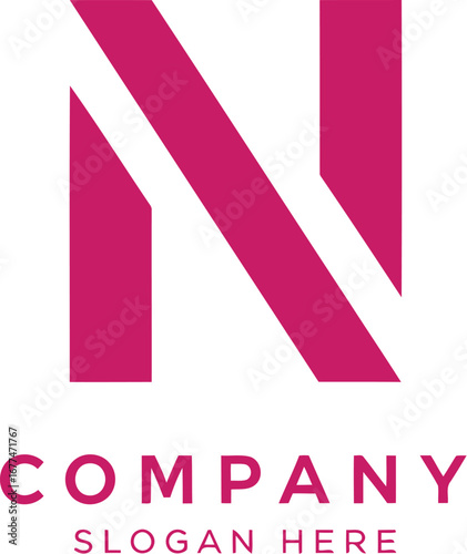 Vector art of modern letter n logo design with a diagonal line for company