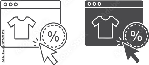 Vector art of online shop sale discount promotion with a shirt on a website
