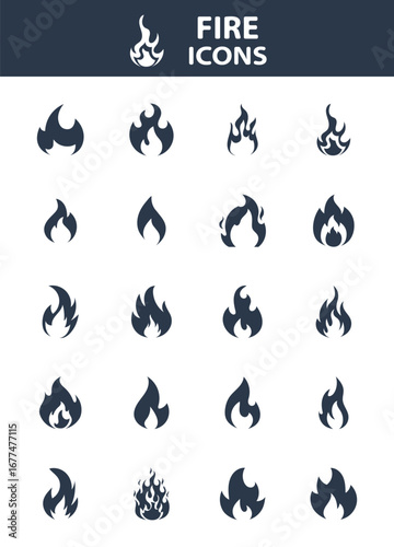 set of flame icons, fire