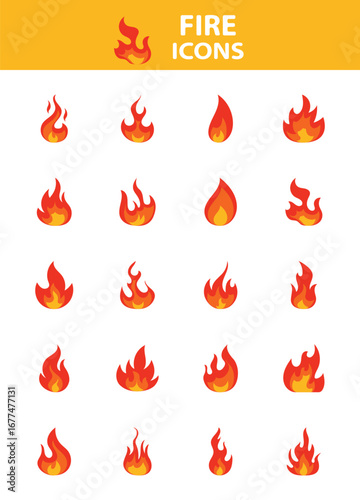 set of flame icons, fire