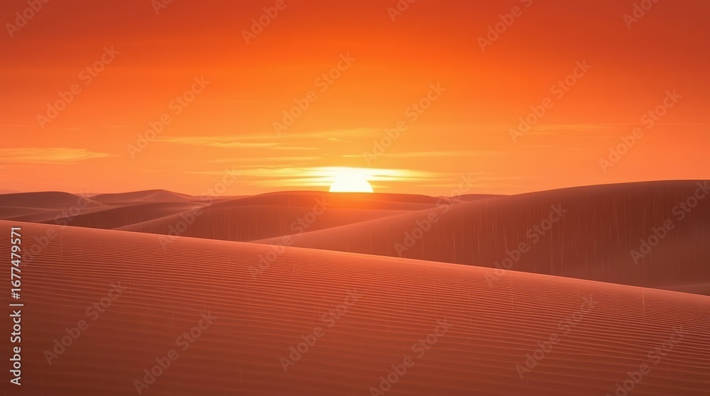 Fototapeta premium Desert Sunset Over Rolling Sand Dunes