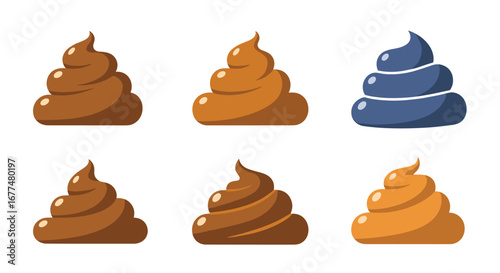 Collection of playful poop emoji illustrations for digital content creation and social media engagement