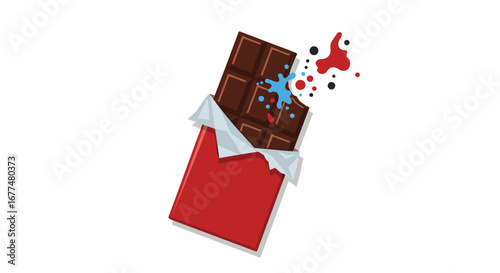 Indulgent chocolate bar splashing with rich berry flavors and vibrant colors for a delicious treat