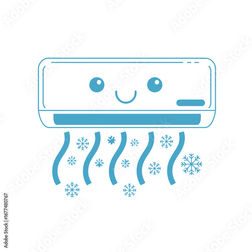 Cute kawaii air conditioner illustration.