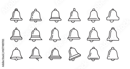 Bell with a clapper line art icon bundle illustration