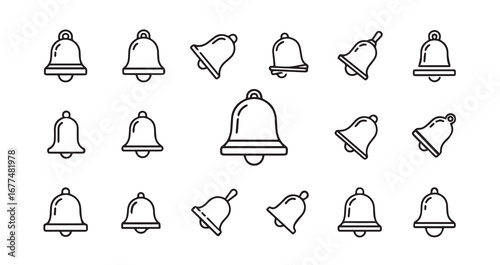 Bell with a clapper line art icon bundle illustration