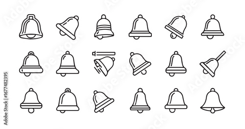 Bell with a clapper line art icon bundle illustration