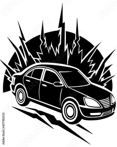Speeding Car Silhouette Art