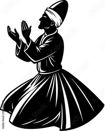 Sufi Prayer Silhouette Art