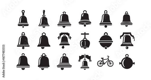 Bell with a clapper line art icon bundle illustration