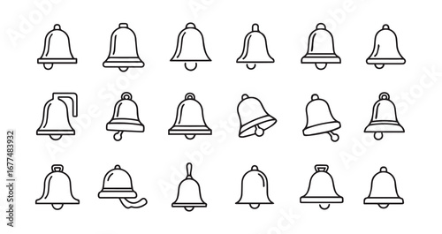 Bell with a clapper line art icon bundle illustration