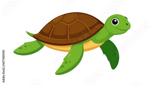 Cute cartoon turtle swimming