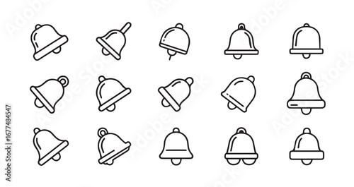 Bell with a clapper line art icon bundle illustration