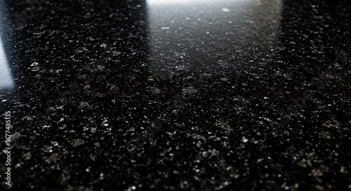 Luxurious Polished Black Granite with Glistening Crystalline Inclusions