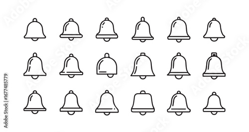 Bell with a clapper line art icon bundle illustration