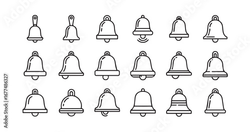 Bell with a clapper line art icon bundle illustration