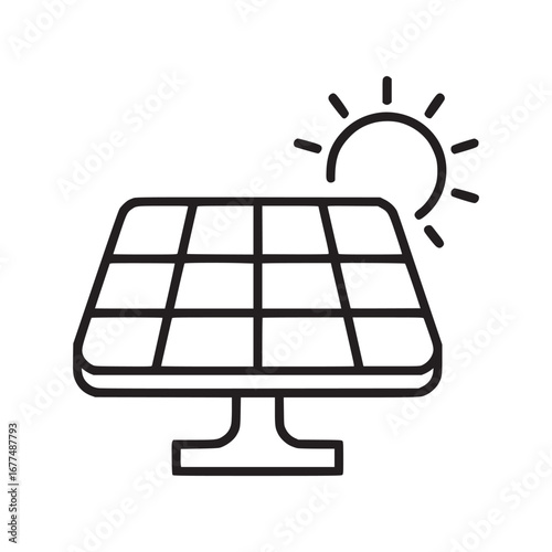 Illustration of a solar panel, representing renewable energy, clean power generation, and sustainable technology for a greener environment and a brighter future