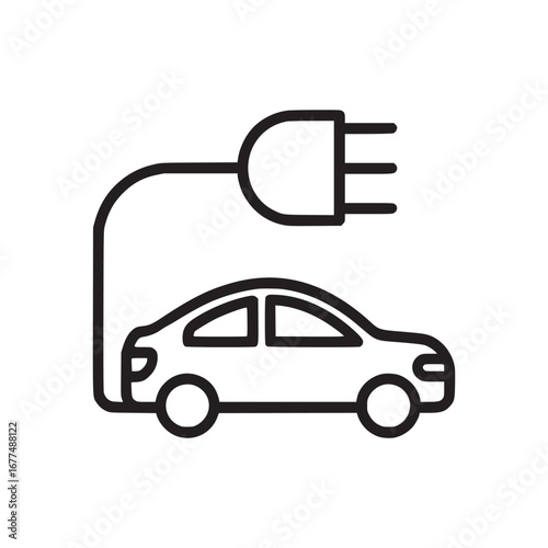 Vector art of electric car charging the image represents the concept of sustainable transportation, renewable energy, and the future of mobility with electric vehicles and charging infrastructure