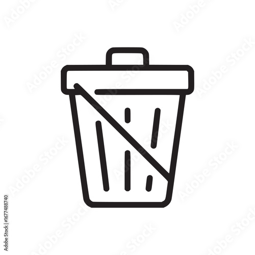 Vector art of trash can icon garbage bin with cross in simple line style waste container vector illustration for recycle and clean concept do not trash sign