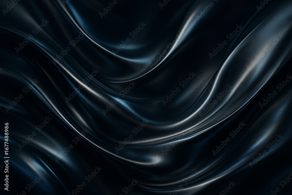 Obraz premium Deep blue fabric with elegant satin waves and subtle light reflections