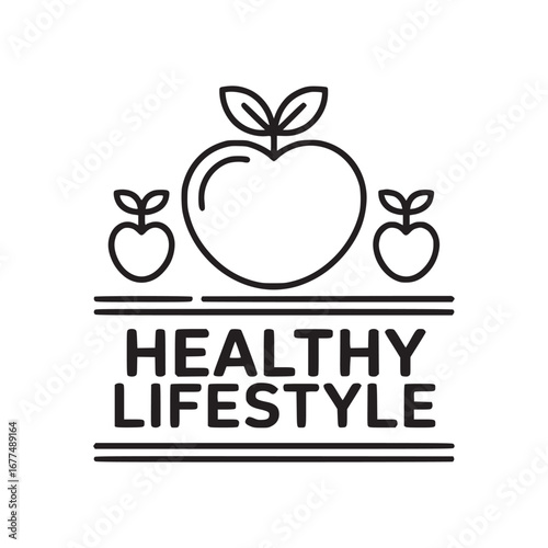 Vector art of healthy lifestyle logo design with apple, a minimalist and modern vector illustration for health and wellness, perfect for branding and nutritional awareness campaigns