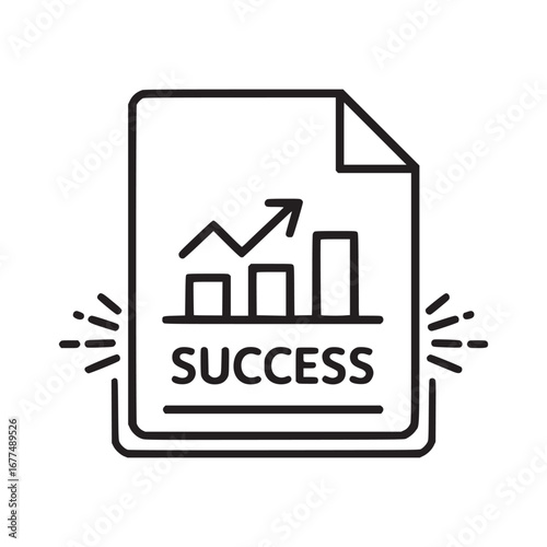Vector art of success report with chart and arrow, representing business growth, financial statistics, and marketing data analysis for investment, profit, and strategic management planning