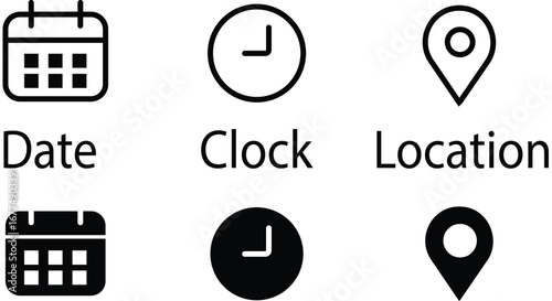 Calendar icons set for web design and business illustration
