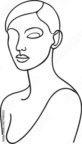 Wallpaper Mural Vector illustration of a woman's face with long hair and stylish lips Torontodigital.ca