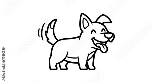 Happy cartoon dog wagging its tail