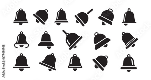 Bell with a clapper silhouette icon bundle illustration