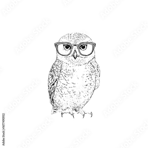 Owl wearing glasses illustration vector art for education and wildlife enthusiasts design element is here