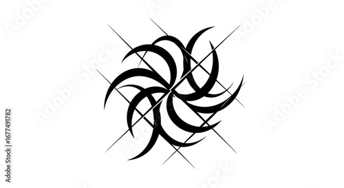 Abstract black spiral shape with intersecting lines