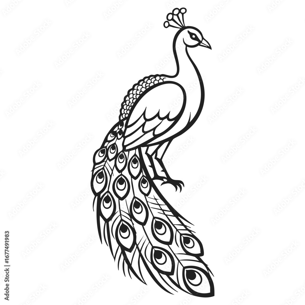 Fototapeta premium Vector illustration of peacock. peacock minimal art
