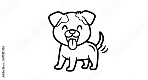 Cute cartoon puppy dog, happy and smiling, with its tongue out