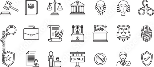 Law Icons Justice, Court, Legal System, Law Enforcement, Legal Profession