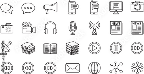 Media and Communication Icons A Comprehensive Set for Digital and Print Projects