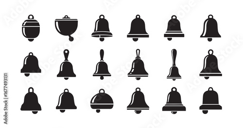 Bell with a clapper silhouette icon bundle illustration