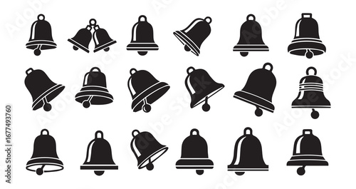 Bell with a clapper silhouette icon bundle illustration
