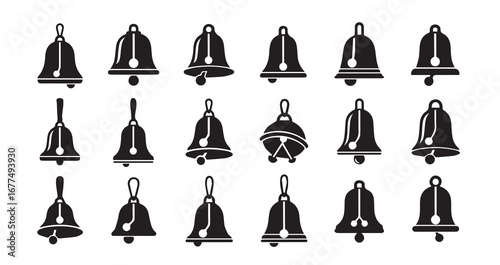 Bell with a clapper silhouette icon bundle illustration