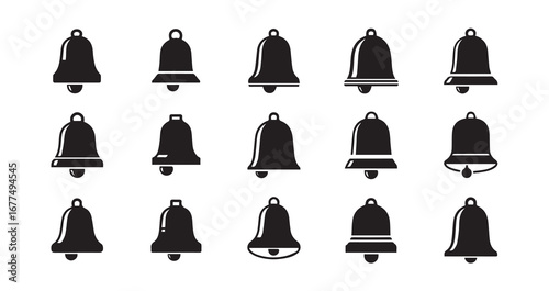 Bell with a clapper silhouette icon bundle illustration