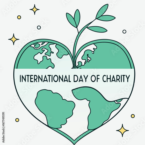 Earth in heart shape with plant growing, signifying International Day of Charity and hope
