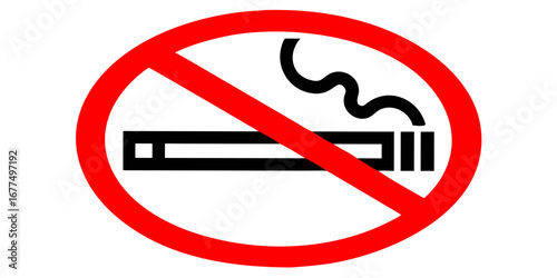 Red prohibition symbol with a diagonal line across a black background