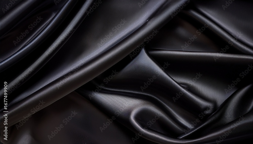 Fototapeta premium black satin fabric drapes in elegant folds